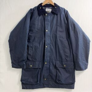 Avoca Collection Jacket Mens Large Navy Waxed Cotton Field Coat Corduroy Collar